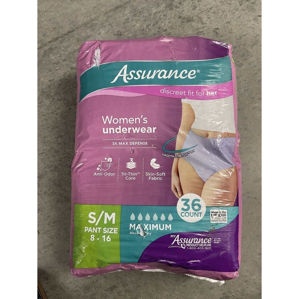 Assurance Women's Incontinence & Postpartum Underwear S/M Maximum Absorbency